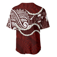 Aloha Hawaii Kalo Pikake Lei Baseball Jersey Chest Tattoo Oxblood Hawaiian Pattern LT14 - Polynesian Pride