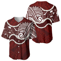 Aloha Hawaii Kalo Pikake Lei Baseball Jersey Chest Tattoo Oxblood Hawaiian Pattern LT14 - Polynesian Pride