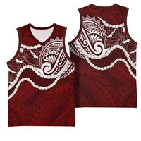 Aloha Hawaii Kalo Pikake Lei Basketball Jersey Chest Tattoo Oxblood Hawaiian Pattern