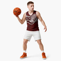 Aloha Hawaii Kalo Pikake Lei Basketball Jersey Chest Tattoo Oxblood Hawaiian Pattern