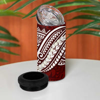 Aloha Hawaii Kalo Pikake Lei 4 in 1 Can Cooler Tumbler Chest Tattoo Oxblood Hawaiian Pattern LT14 - Polynesian Pride