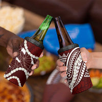Aloha Hawaii Kalo Pikake Lei 4 in 1 Can Cooler Tumbler Chest Tattoo Oxblood Hawaiian Pattern LT14 - Polynesian Pride