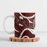 Aloha Hawaii Kalo Pikake Lei Ceramic Mug Chest Tattoo Oxblood Hawaiian Pattern LT14 Oxblood - Polynesian Pride