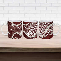 Aloha Hawaii Kalo Pikake Lei Ceramic Mug Chest Tattoo Oxblood Hawaiian Pattern LT14 - Polynesian Pride