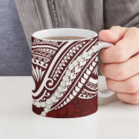Aloha Hawaii Kalo Pikake Lei Ceramic Mug Chest Tattoo Oxblood Hawaiian Pattern LT14 - Polynesian Pride