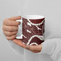 Aloha Hawaii Kalo Pikake Lei Ceramic Mug Chest Tattoo Oxblood Hawaiian Pattern LT14 - Polynesian Pride