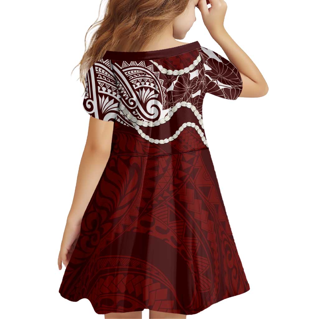 Aloha Hawaii Kalo Pikake Lei Family Matching Puletasi and Hawaiian Shirt Chest Tattoo Oxblood Hawaiian Pattern LT14 - Polynesian Pride