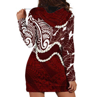 Aloha Hawaii Kalo Pikake Lei Hoodie Dress Chest Tattoo Oxblood Hawaiian Pattern LT14 - Polynesian Pride