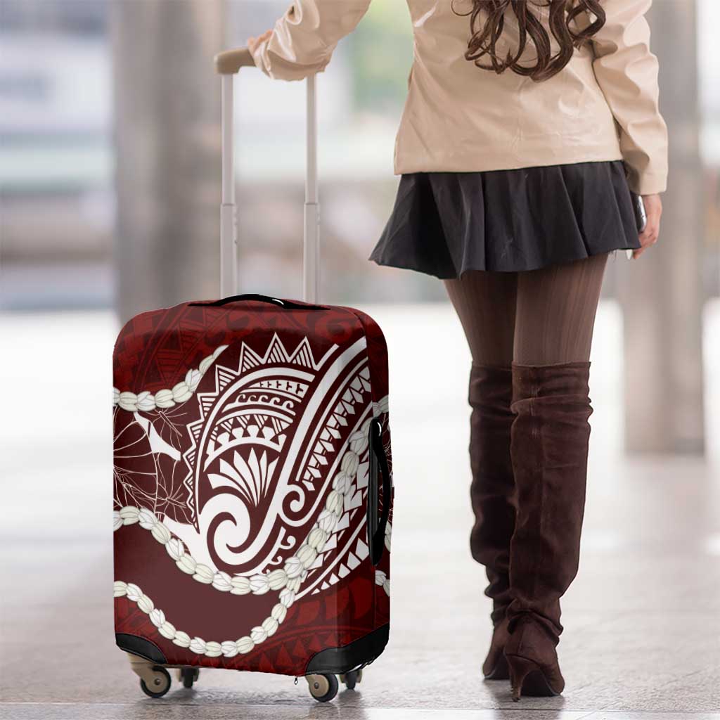 Aloha Hawaii Kalo Pikake Lei Luggage Cover Chest Tattoo Oxblood Hawaiian Pattern