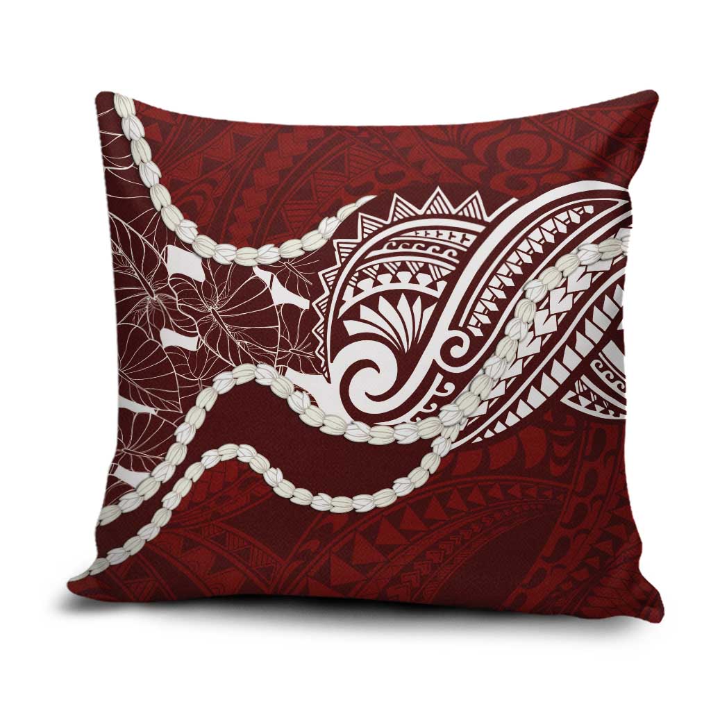 Aloha Hawaii Kalo Pikake Lei Pillow Cover Chest Tattoo Oxblood Hawaiian Pattern LT14 Oxblood - Polynesian Pride