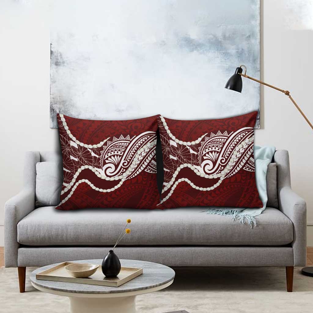 Aloha Hawaii Kalo Pikake Lei Pillow Cover Chest Tattoo Oxblood Hawaiian Pattern LT14 - Polynesian Pride