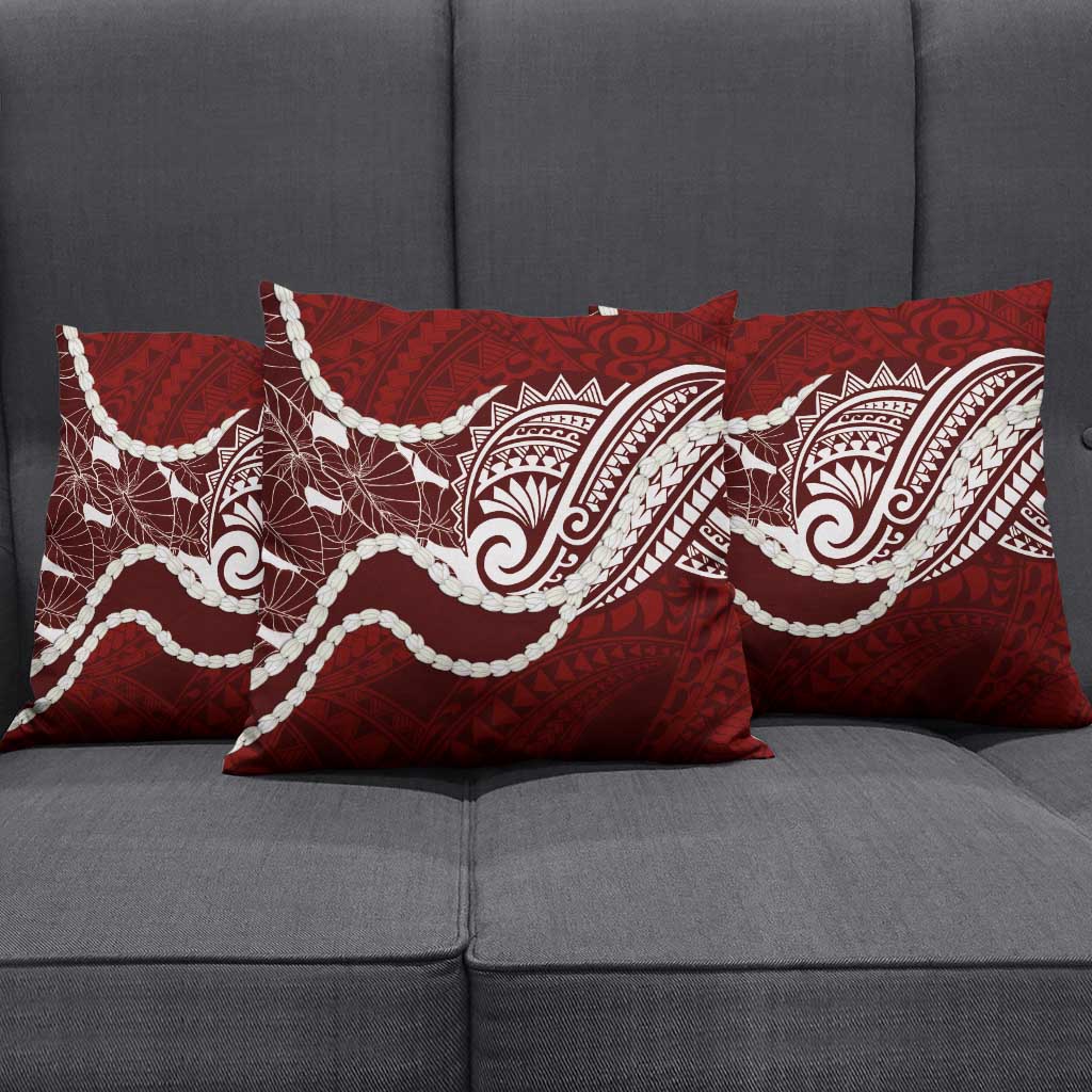 Aloha Hawaii Kalo Pikake Lei Pillow Cover Chest Tattoo Oxblood Hawaiian Pattern LT14 - Polynesian Pride