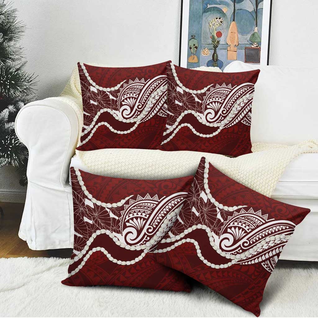 Aloha Hawaii Kalo Pikake Lei Pillow Cover Chest Tattoo Oxblood Hawaiian Pattern LT14 - Polynesian Pride