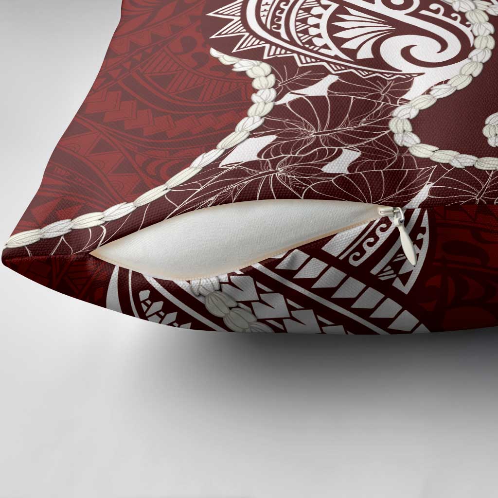 Aloha Hawaii Kalo Pikake Lei Pillow Cover Chest Tattoo Oxblood Hawaiian Pattern LT14 - Polynesian Pride