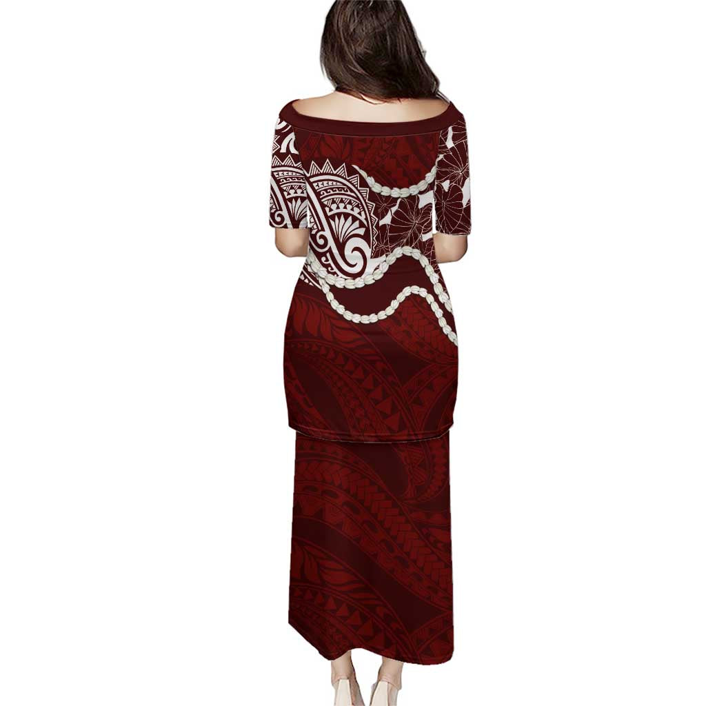 Aloha Hawaii Kalo Pikake Lei Puletasi Chest Tattoo Oxblood Hawaiian Pattern LT14 - Polynesian Pride
