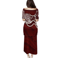 Aloha Hawaii Kalo Pikake Lei Puletasi Chest Tattoo Oxblood Hawaiian Pattern LT14 - Polynesian Pride