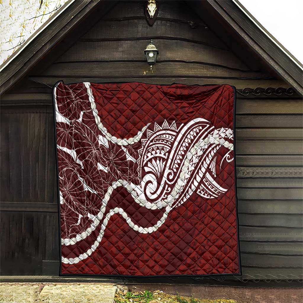 Aloha Hawaii Kalo Pikake Lei Quilt Chest Tattoo Oxblood Hawaiian Pattern