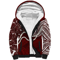 Aloha Hawaii Kalo Pikake Lei Sherpa Hoodie Chest Tattoo Oxblood Hawaiian Pattern LT14 Unisex Oxblood - Polynesian Pride