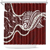 Aloha Hawaii Kalo Pikake Lei Shower Curtain Chest Tattoo Oxblood Hawaiian Pattern