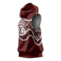Aloha Hawaii Kalo Pikake Lei Sleeveless Hoodie Chest Tattoo Oxblood Hawaiian Pattern LT14 - Polynesian Pride