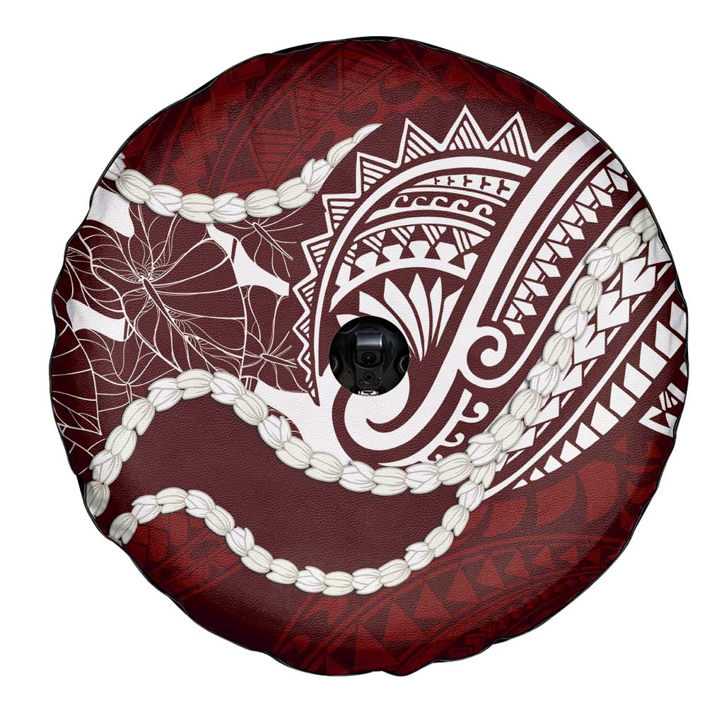 Aloha Hawaii Kalo Pikake Lei Spare Tire Cover Chest Tattoo Oxblood Hawaiian Pattern LT14 - Polynesian Pride