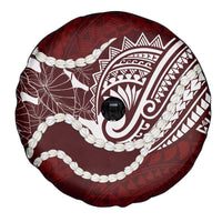 Aloha Hawaii Kalo Pikake Lei Spare Tire Cover Chest Tattoo Oxblood Hawaiian Pattern LT14 - Polynesian Pride