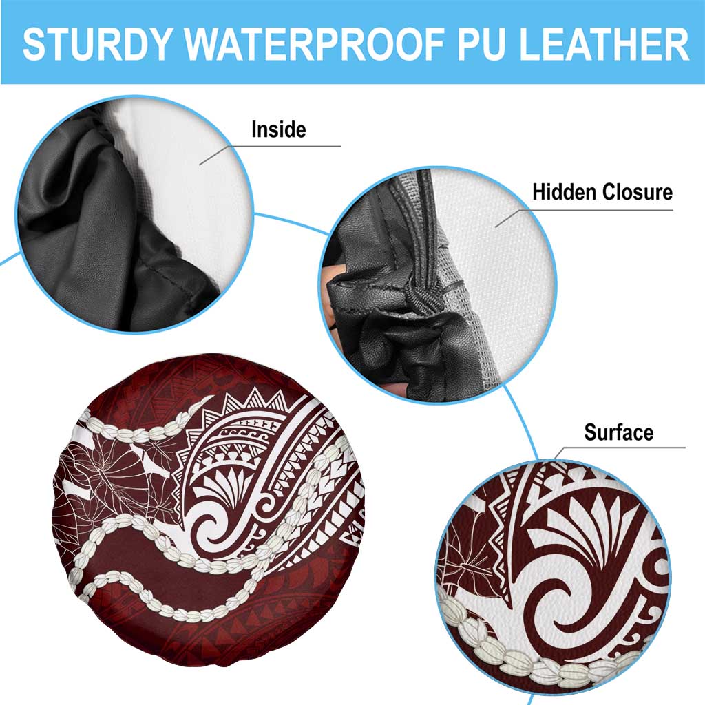 Aloha Hawaii Kalo Pikake Lei Spare Tire Cover Chest Tattoo Oxblood Hawaiian Pattern LT14 - Polynesian Pride