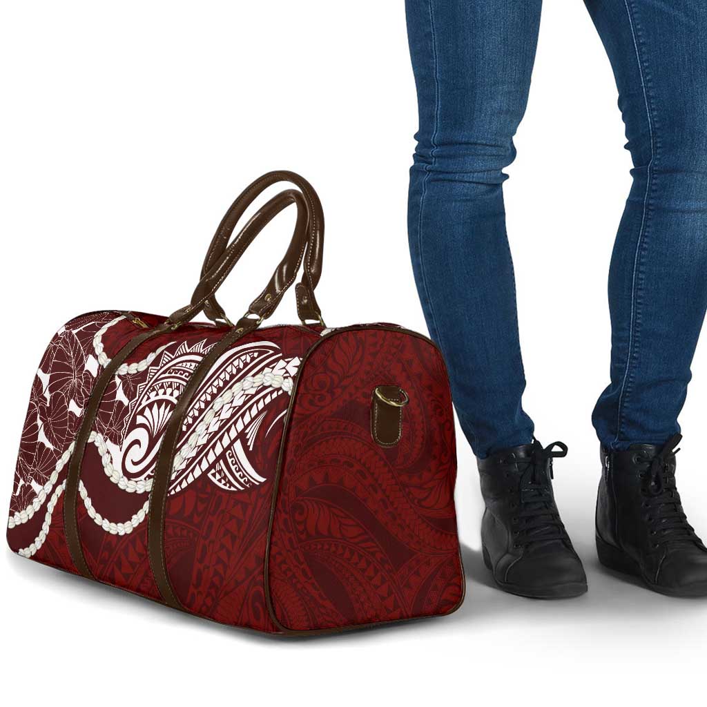 Aloha Hawaii Kalo Pikake Lei Travel Bag Chest Tattoo Oxblood Hawaiian Pattern