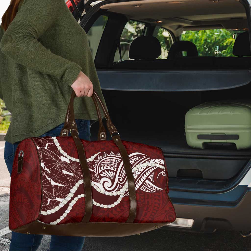 Aloha Hawaii Kalo Pikake Lei Travel Bag Chest Tattoo Oxblood Hawaiian Pattern