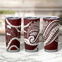 Aloha Hawaii Kalo Pikake Lei Tumbler Cup Chest Tattoo Oxblood Hawaiian Pattern
