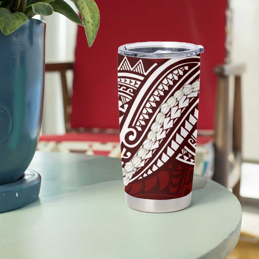 Aloha Hawaii Kalo Pikake Lei Tumbler Cup Chest Tattoo Oxblood Hawaiian Pattern