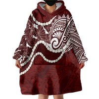 Aloha Hawaii Kalo Pikake Lei Wearable Blanket Hoodie Chest Tattoo Oxblood Hawaiian Pattern LT14 - Polynesian Pride