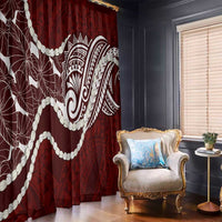 Aloha Hawaii Kalo Pikake Lei Window Curtain Chest Tattoo Oxblood Hawaiian Pattern