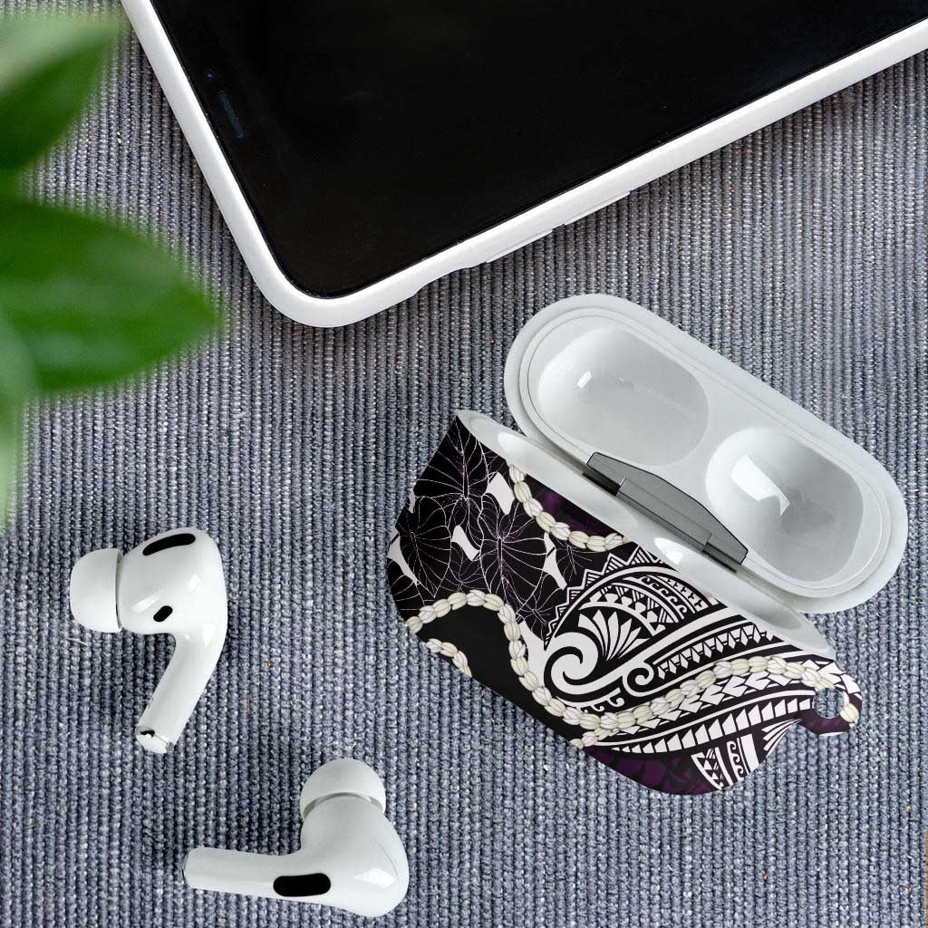 Aloha Hawaii Kalo Pikake Lei AirPods Case Chest Tattoo Purple Hawaiian Pattern