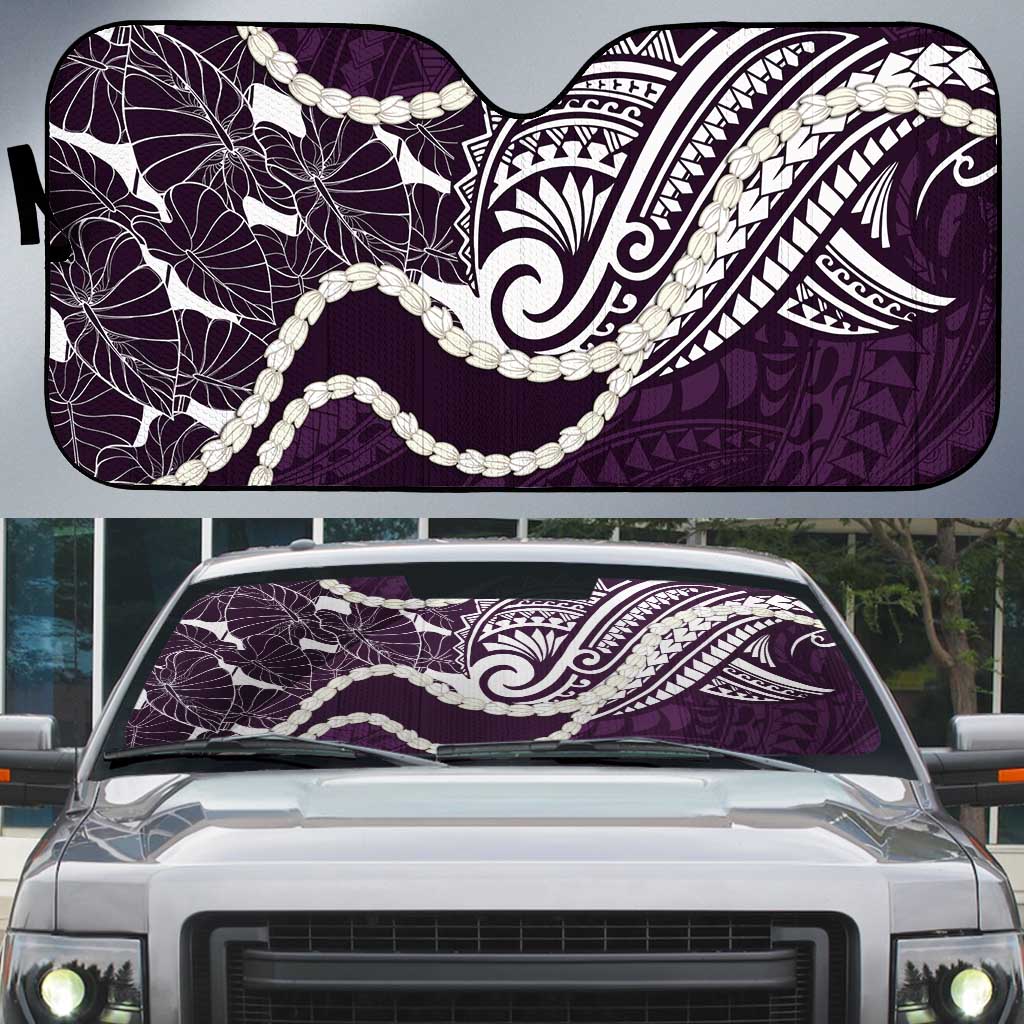 Aloha Hawaii Kalo Pikake Lei Auto Sun Shade Chest Tattoo Purple Hawaiian Pattern