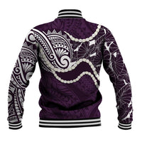 Aloha Hawaii Kalo Pikake Lei Baseball Jacket Chest Tattoo Purple Hawaiian Pattern LT14 - Polynesian Pride