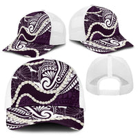 Aloha Hawaii Kalo Pikake Lei Baseball Net Cap Chest Tattoo Purple Hawaiian Pattern