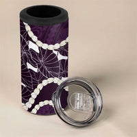 Aloha Hawaii Kalo Pikake Lei 4 in 1 Can Cooler Tumbler Chest Tattoo Purple Hawaiian Pattern LT14 - Polynesian Pride