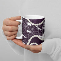 Aloha Hawaii Kalo Pikake Lei Ceramic Mug Chest Tattoo Purple Hawaiian Pattern