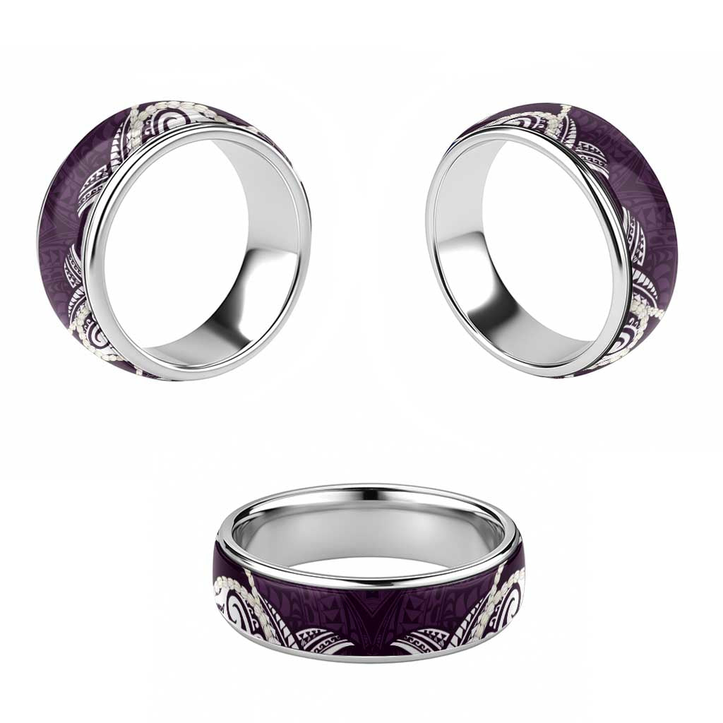 Aloha Hawaii Kalo Pikake Lei Classic Ring Chest Tattoo Purple Hawaiian Pattern