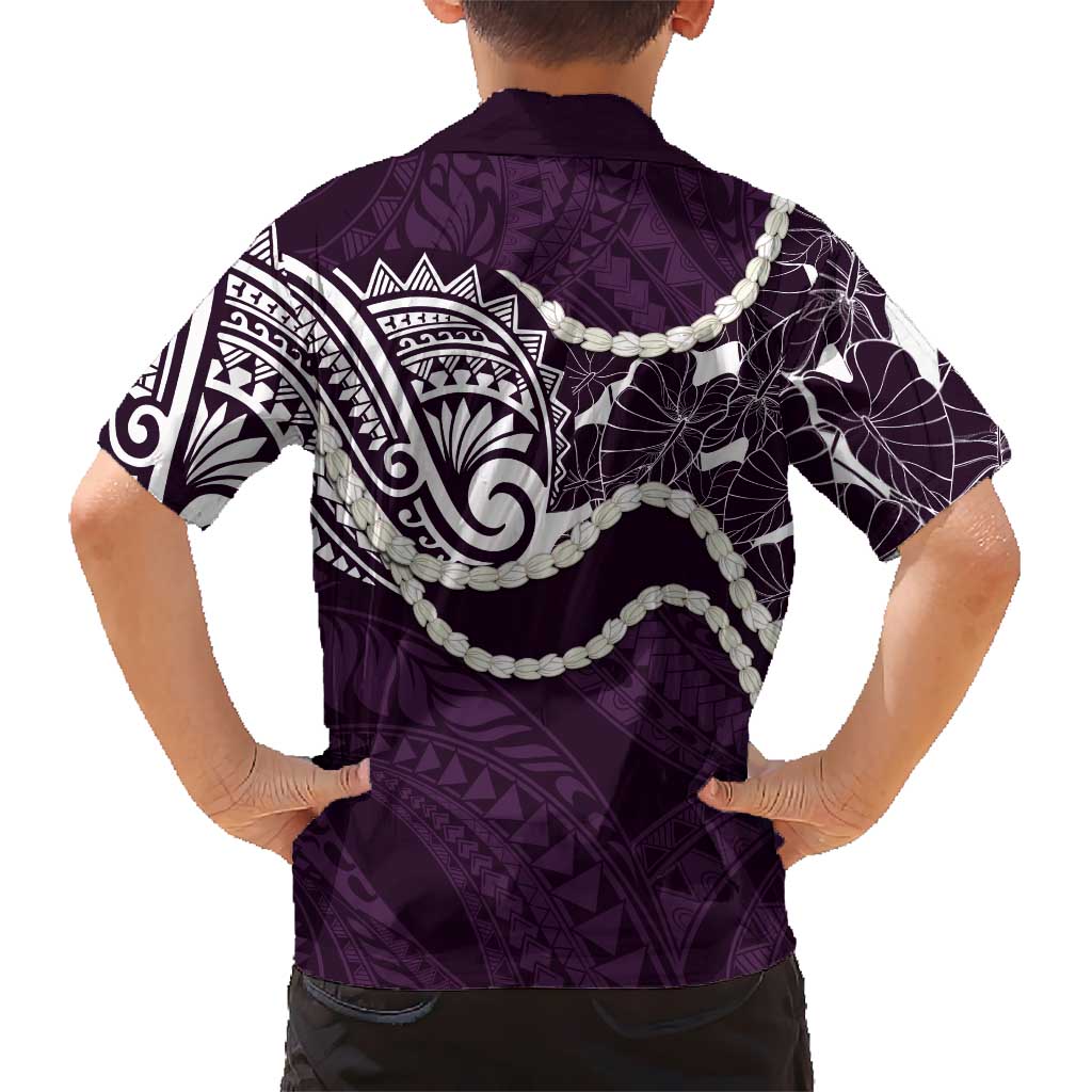 Aloha Hawaii Kalo Pikake Lei Family Matching Long Sleeve Bodycon Dress and Hawaiian Shirt Chest Tattoo Purple Hawaiian Pattern LT14 - Polynesian Pride