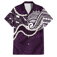 Aloha Hawaii Kalo Pikake Lei Family Matching Long Sleeve Bodycon Dress and Hawaiian Shirt Chest Tattoo Purple Hawaiian Pattern LT14 Dad's Shirt - Short Sleeve Purple - Polynesian Pride