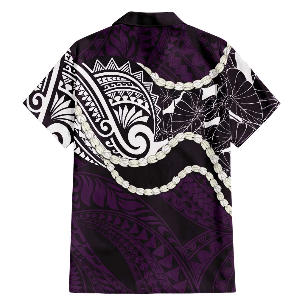 Aloha Hawaii Kalo Pikake Lei Family Matching Off Shoulder Maxi Dress and Hawaiian Shirt Chest Tattoo Purple Hawaiian Pattern LT14 - Polynesian Pride