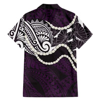 Aloha Hawaii Kalo Pikake Lei Family Matching Puletasi and Hawaiian Shirt Chest Tattoo Purple Hawaiian Pattern LT14 - Polynesian Pride