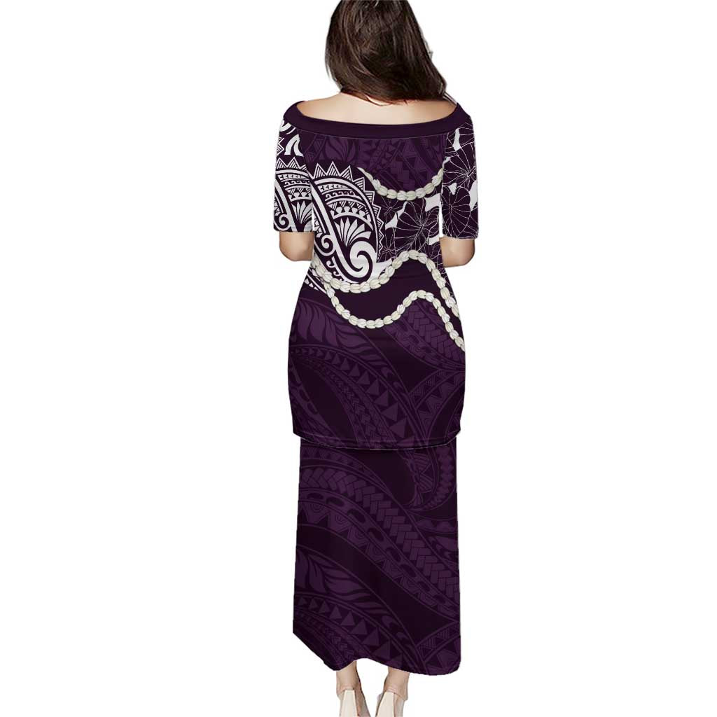 Aloha Hawaii Kalo Pikake Lei Family Matching Puletasi and Hawaiian Shirt Chest Tattoo Purple Hawaiian Pattern LT14 - Polynesian Pride