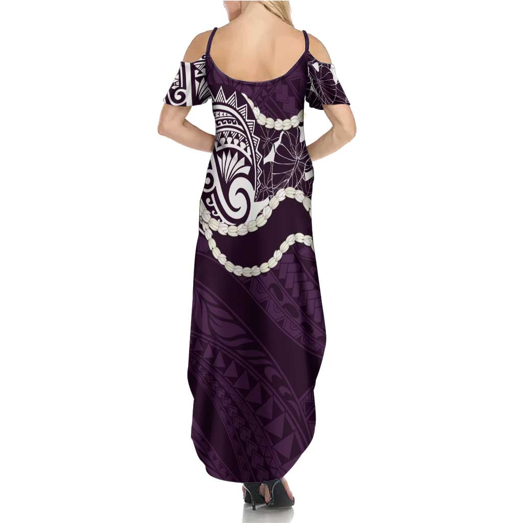 Aloha Hawaii Kalo Pikake Lei Family Matching Summer Maxi Dress and Hawaiian Shirt Chest Tattoo Purple Hawaiian Pattern LT14 - Polynesian Pride