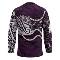 Aloha Hawaii Kalo Pikake Lei Hockey Jersey Chest Tattoo Purple Hawaiian Pattern