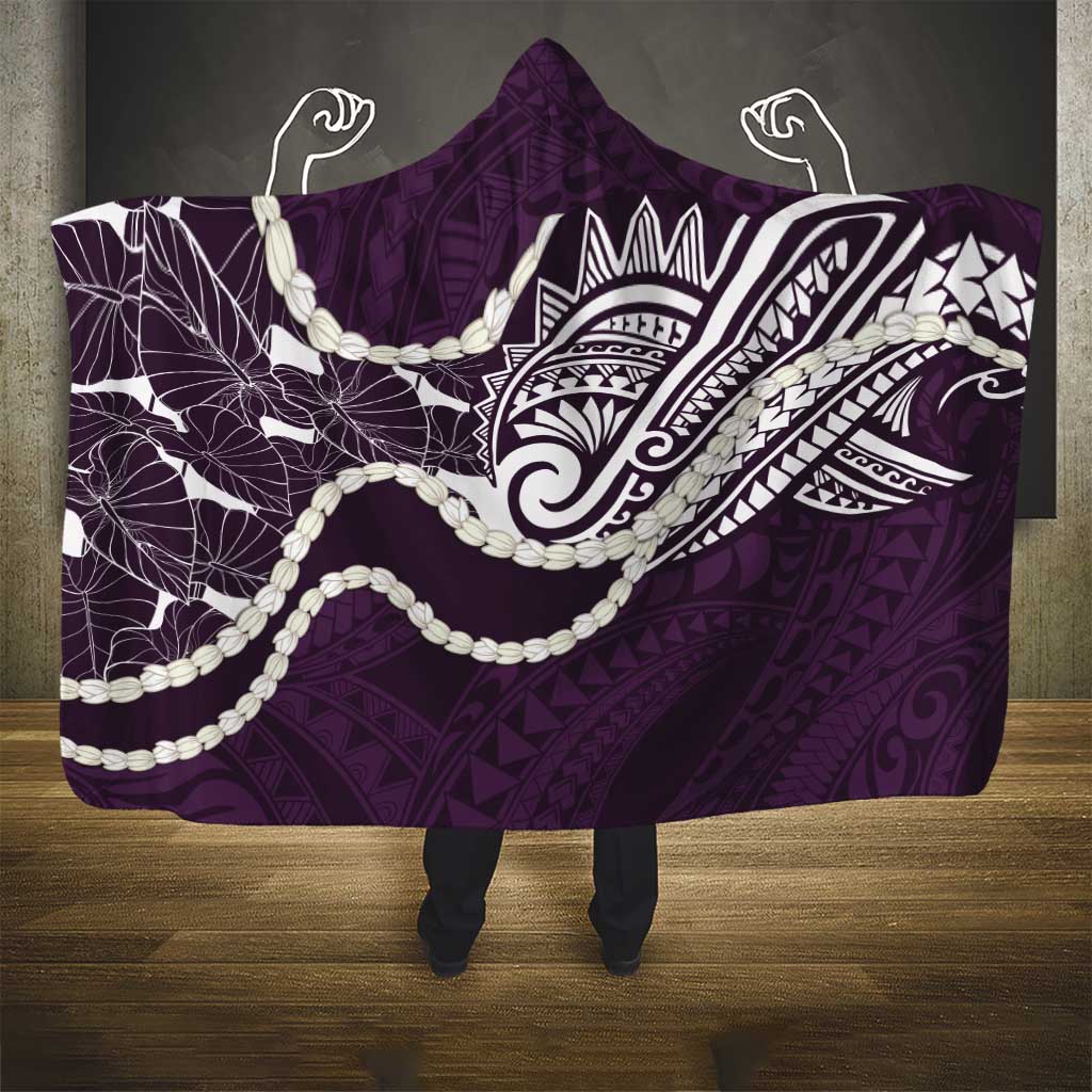 Aloha Hawaii Kalo Pikake Lei Hooded Blanket Chest Tattoo Purple Hawaiian Pattern