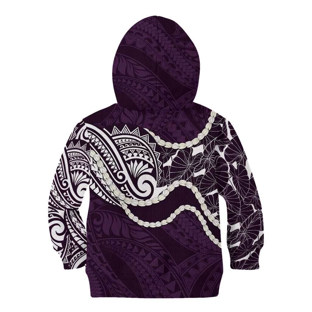 Aloha Hawaii Kalo Pikake Lei Kid Hoodie Chest Tattoo Purple Hawaiian Pattern