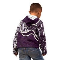 Aloha Hawaii Kalo Pikake Lei Kid Hoodie Chest Tattoo Purple Hawaiian Pattern